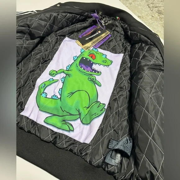 Hardsoda Skeleton Bones Varsity Jacket Black Faux Leather Unisex - Picture 8 of 10